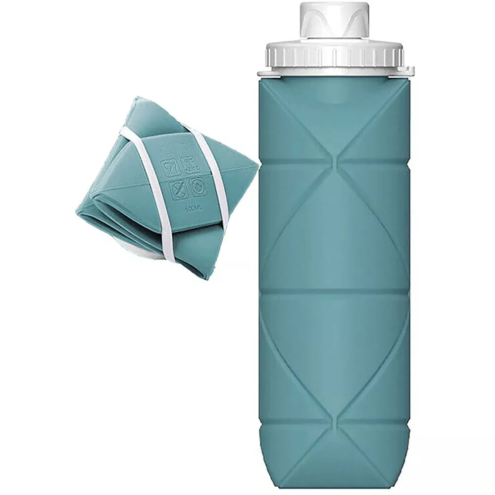 600ml Foldable Silicone Water Bottle Leak-Proof & BPA-Free