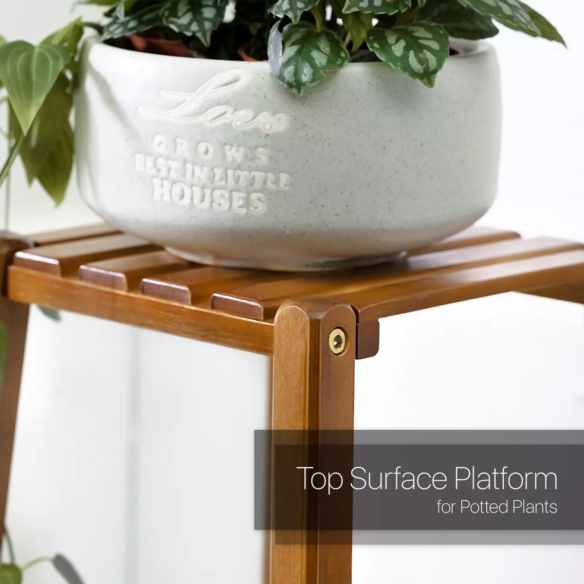 13" Bamboo 2-Tier Plant Stand Indoor/Outdoor Small Space Planter