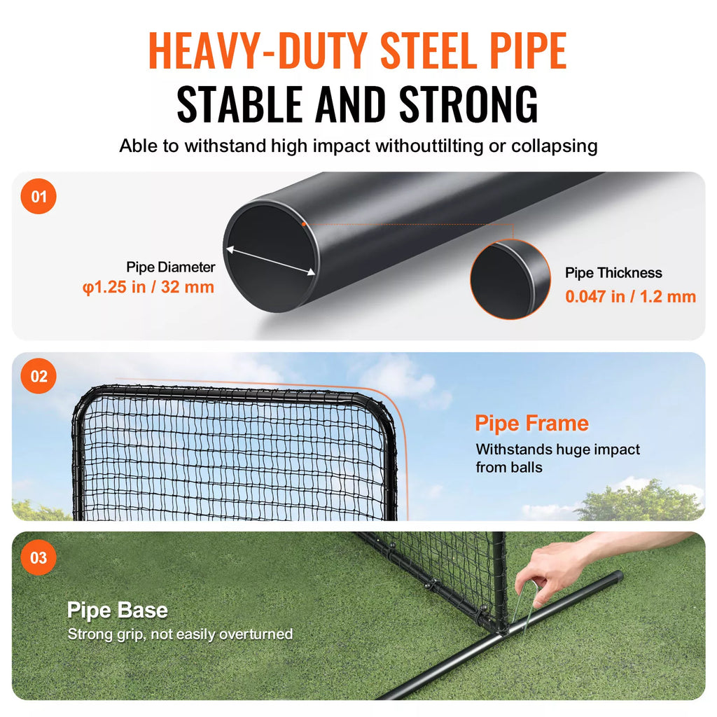 7x7ft L-Screen Baseball Softball Net with Steel Frame and Carry Bag