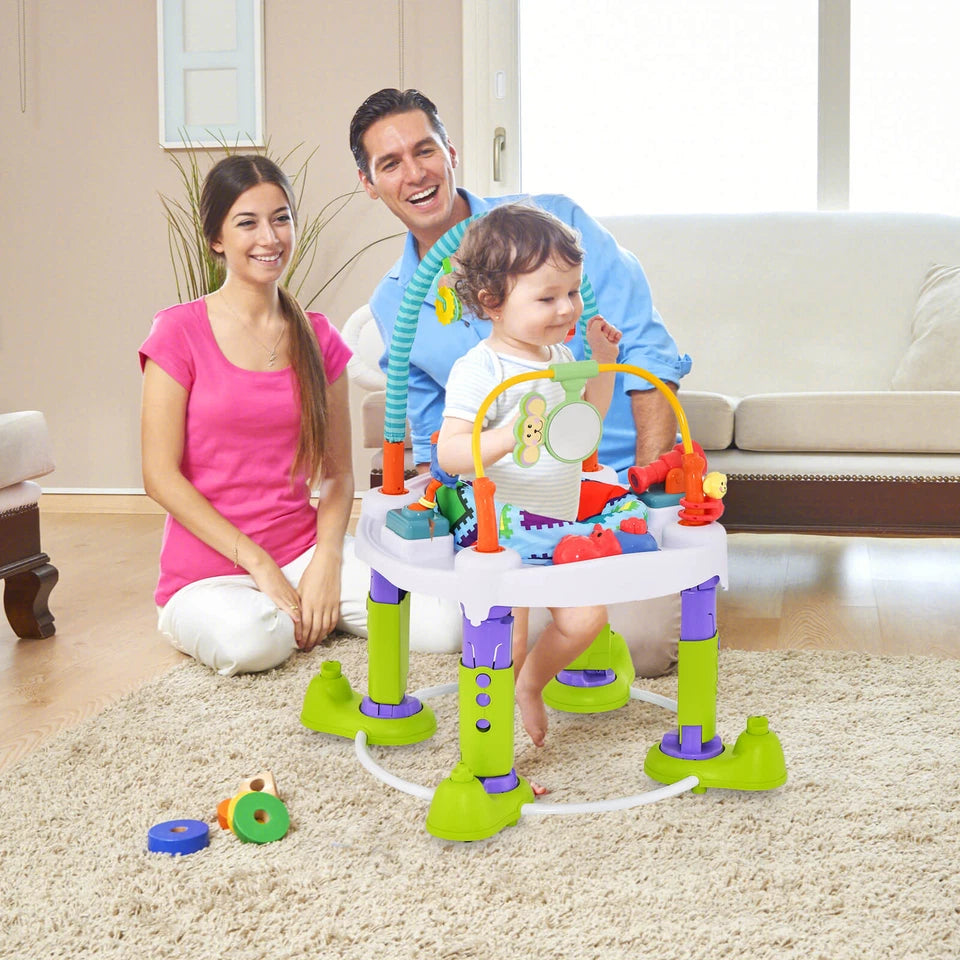 4-in-1 Foldable Baby Activity Center with Walker, Bouncer & Mat Green
