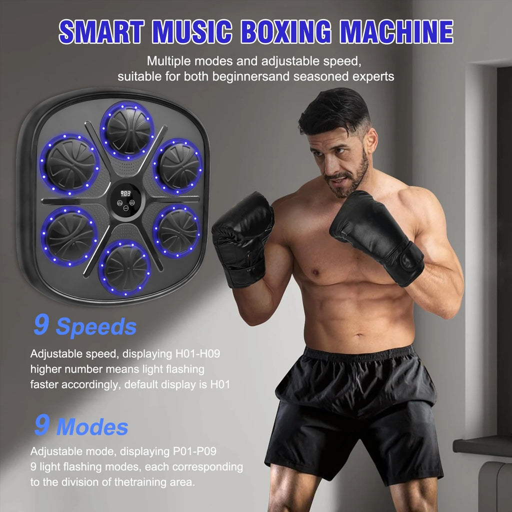 Smart Music Boxing Machine with LED Lights, Bluetooth & Gloves 2025