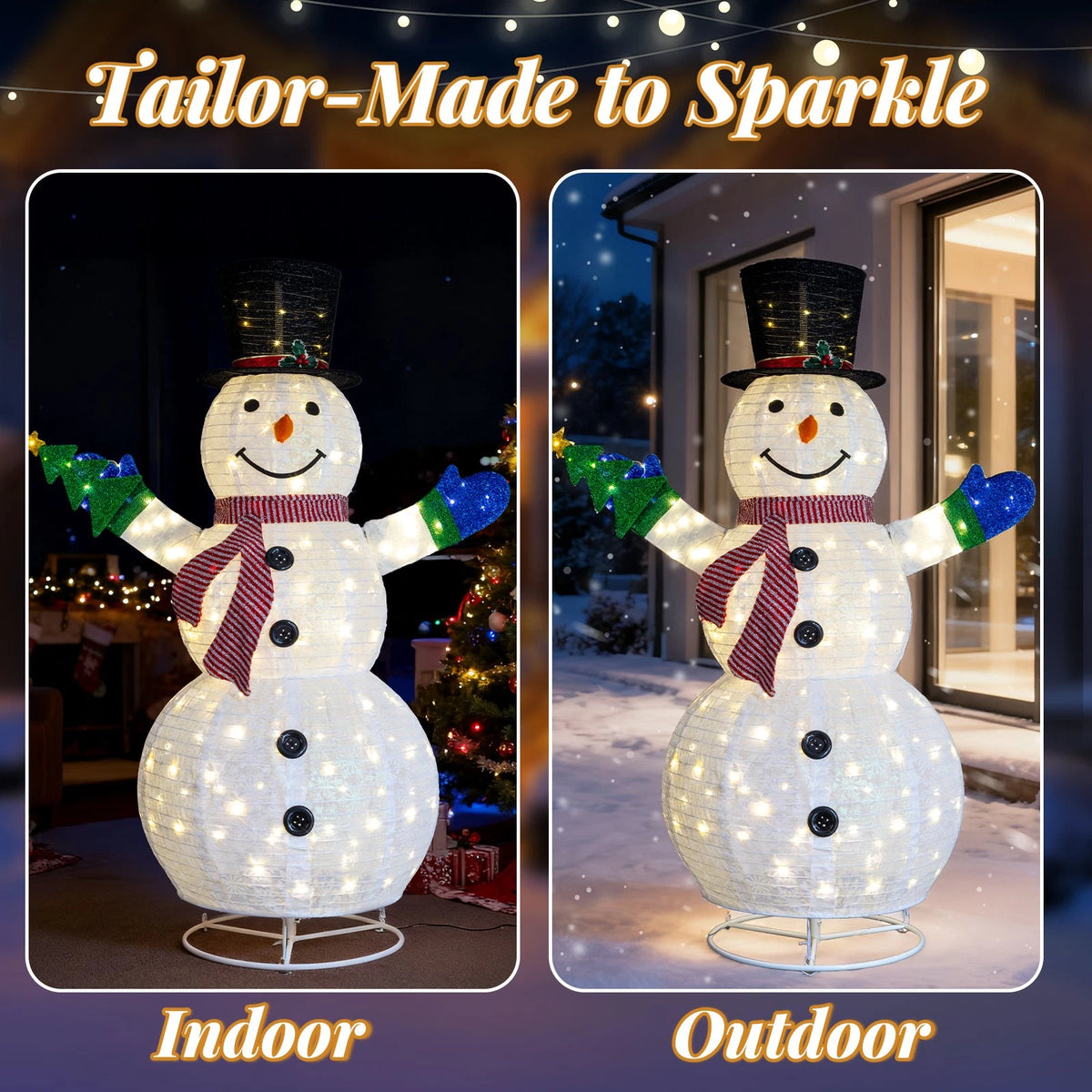 5.7FT Lighted Snowman with Mini Tree for Indoor Outdoor Christmas Displays