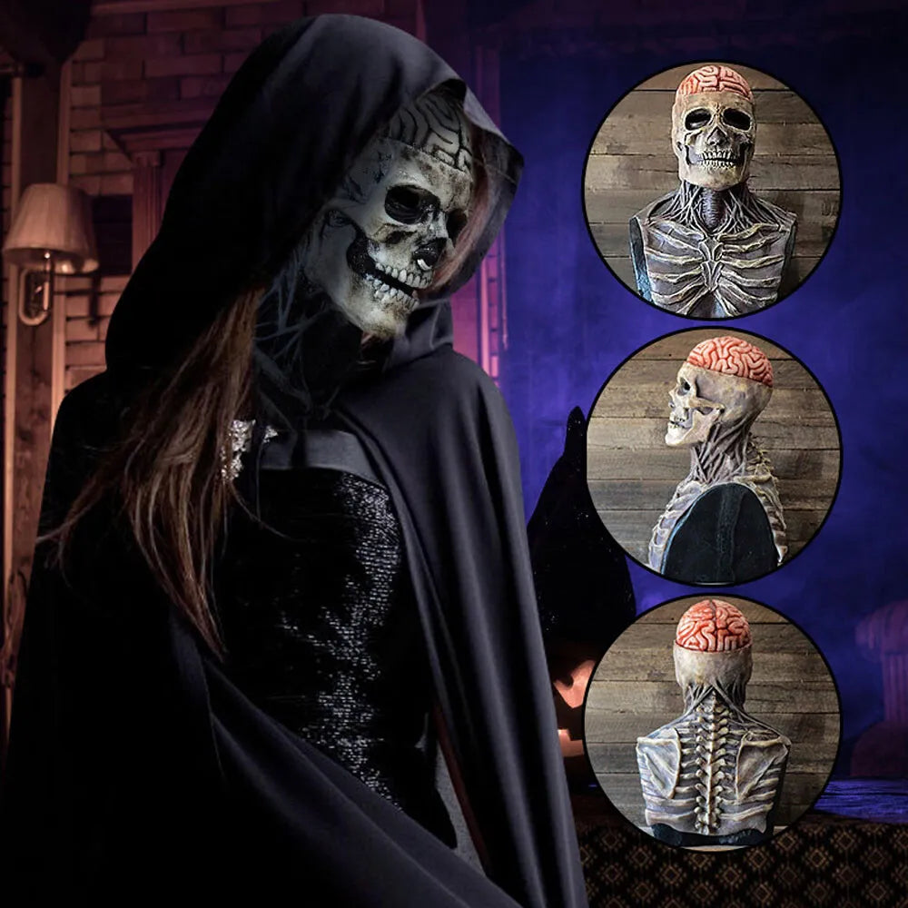 Full Head Skeleton Mask Skull Halloween Cosplay Costume Prop