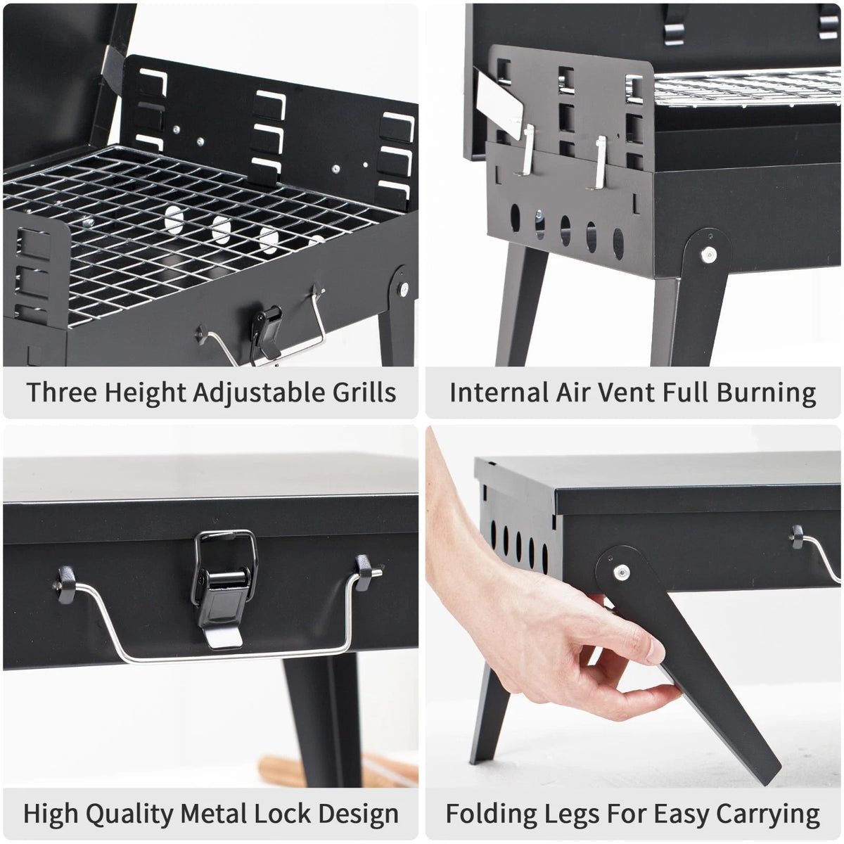 Charcoal Grill Portable Tabletop BBQ for Camping Foldable Compact