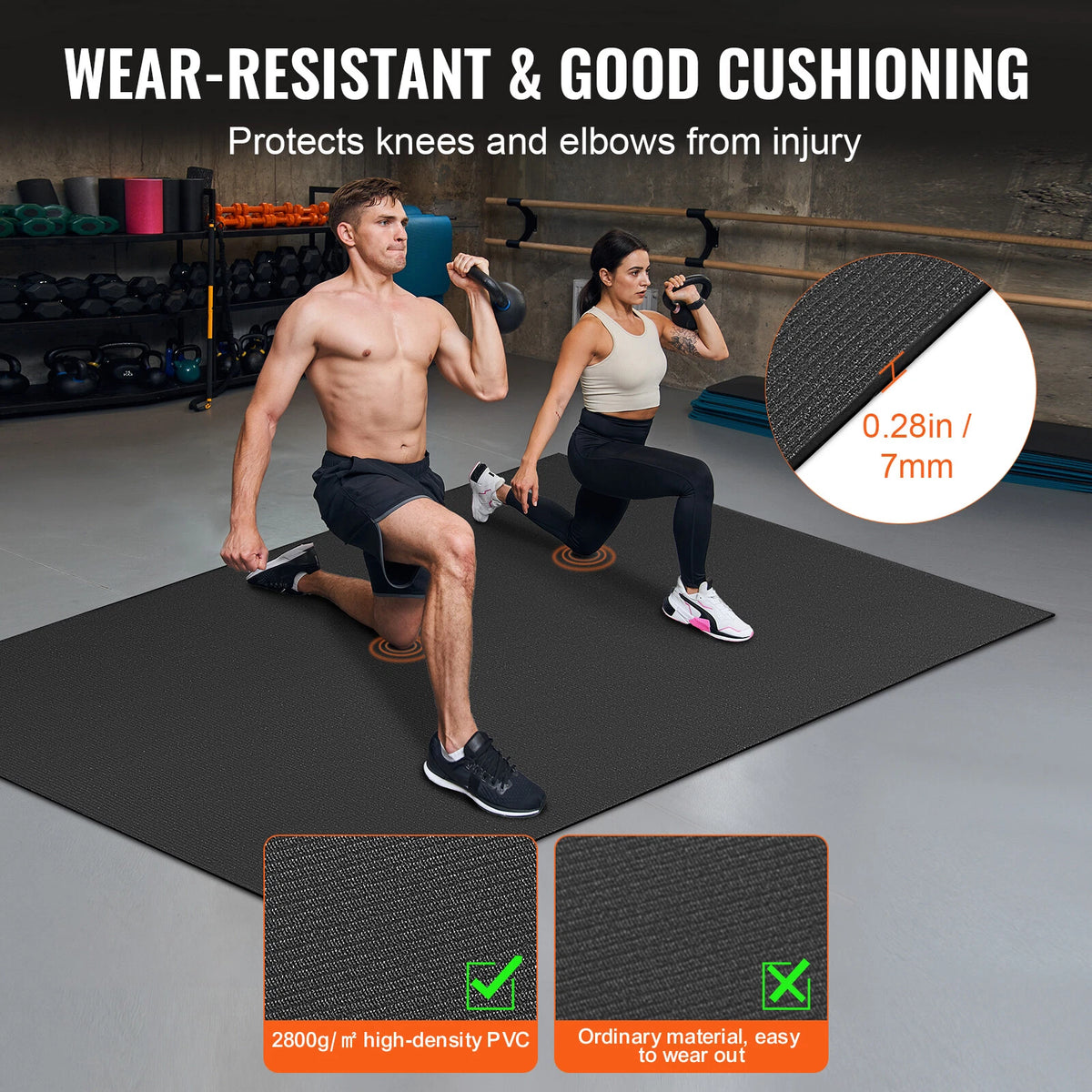 6x4ft Non-Slip Workout Mat with Storage Bag, Towel, and Straps