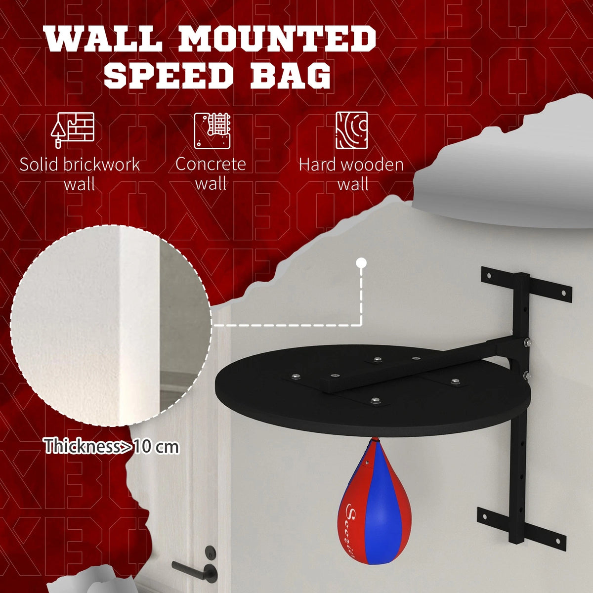 Adjustable Wall-Mounted Speed Bag Platform with 360° Swivel & Pump