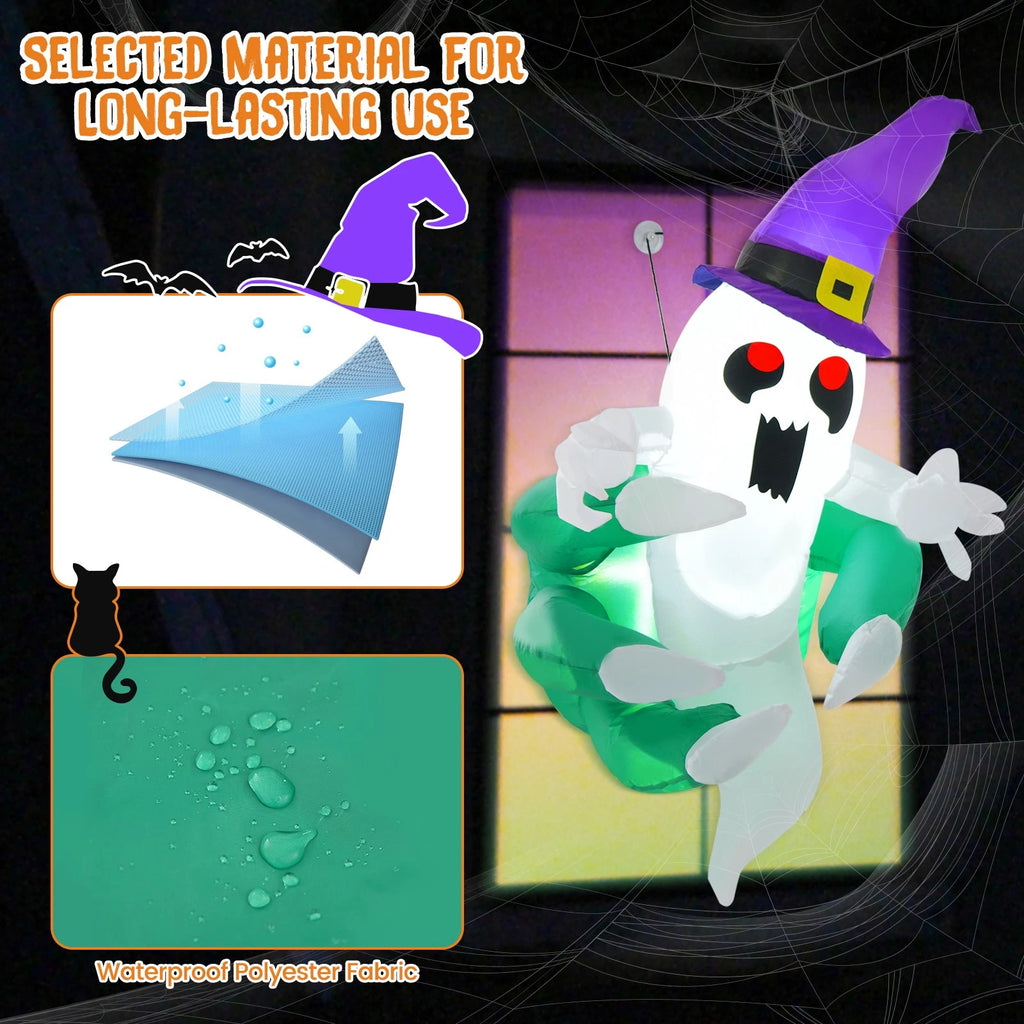 3.6FT Lighted Halloween Inflatable Ghost Window Decoration with LEDs