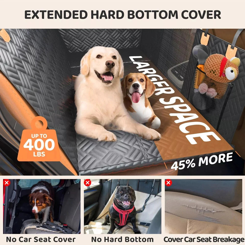 Dog Car Seat Cover Hard Bottom Extender 400LB Support Travel Bed
