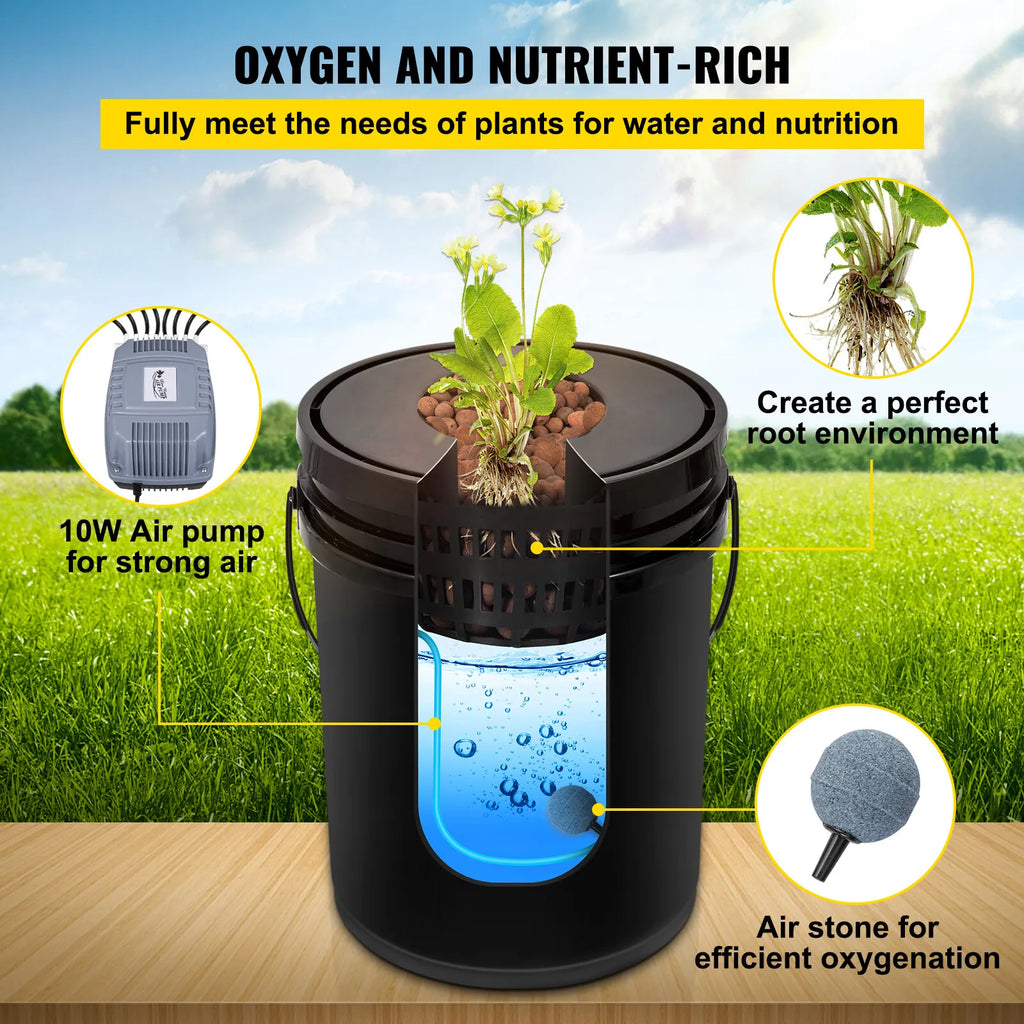 8-Bucket DWC Hydroponic System 5 Gallon Capacity