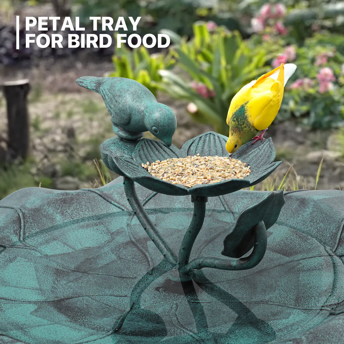28" Green Outdoor Pedestal Bird Bath Garden Patio Decor