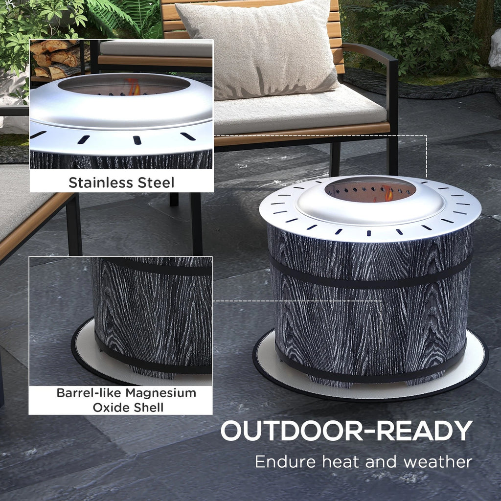 Smokeless Outdoor Fire Pit with Heat-Resistant Mat, Round 20" Patio Heater