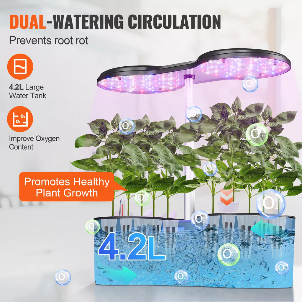 12-Pod Indoor Hydroponic Growing System LED Light & LCD Display