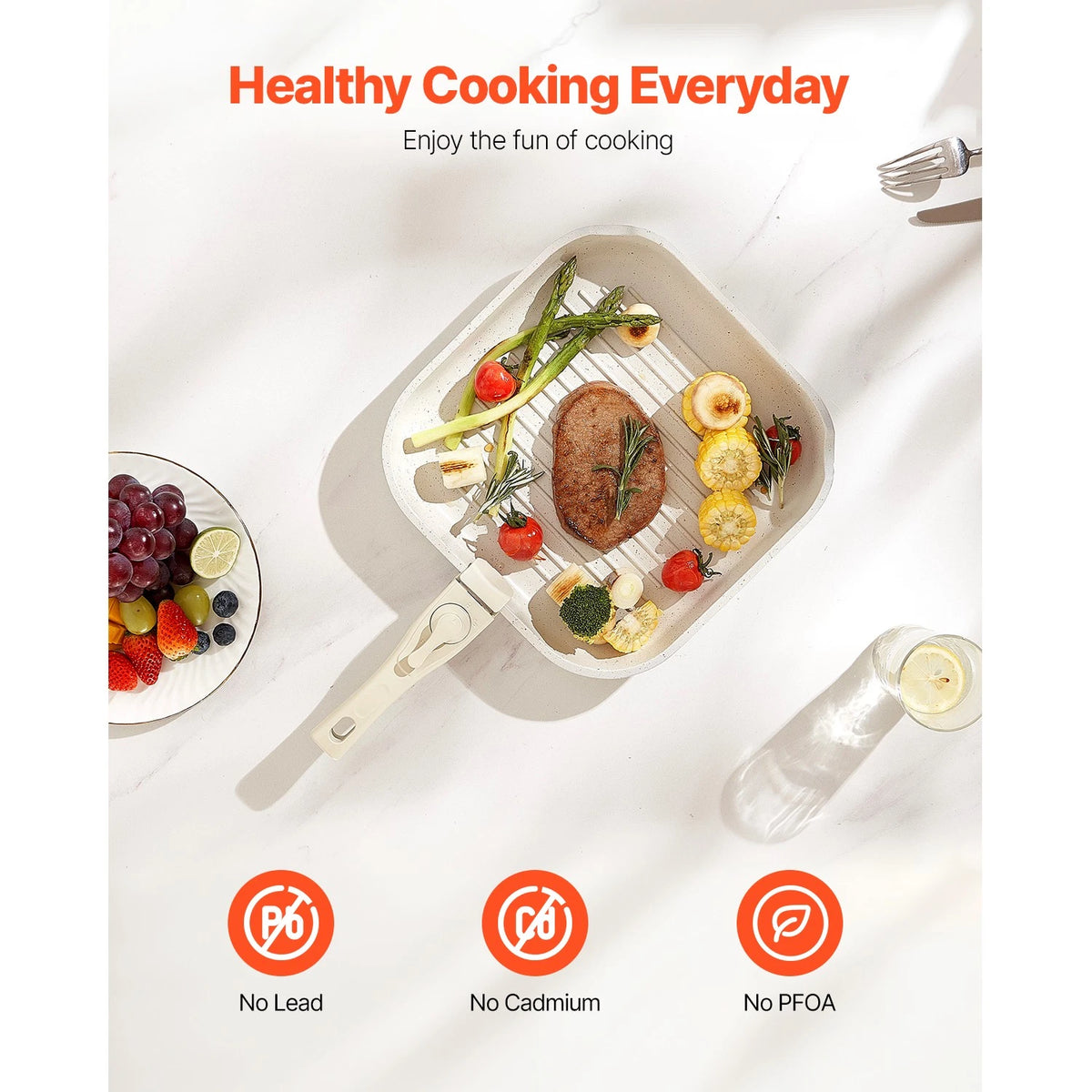 17-Piece Nonstick Pots and Pans Set with Detachable Handle & Lids