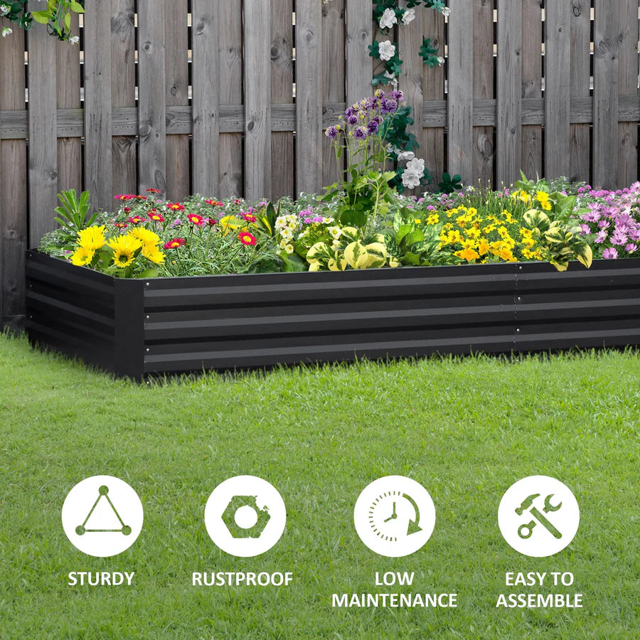 95" x 36" Metal Raised Garden Bed Galvanized Planter Box Outdoor Gardening