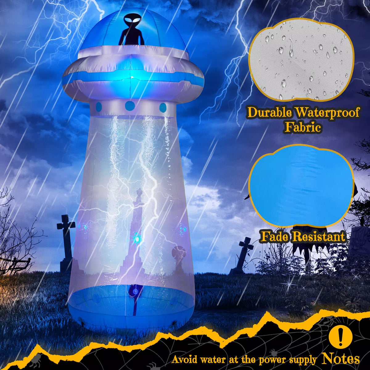 Halloween Inflatable UFO Yard Decoration with LED Lights 8.8Ft