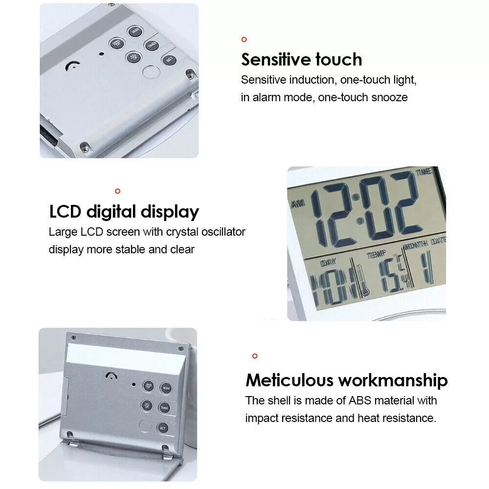 Compact Digital Travel Alarm Clock with LCD Display Temperature Timer