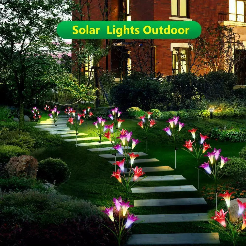 Color-Changing Solar Lily Flower Garden Stake Lights 2pcs