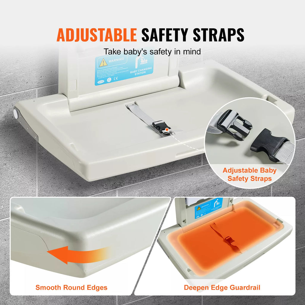 Foldable Wall-Mounted Baby Changing Table with Safety Strap