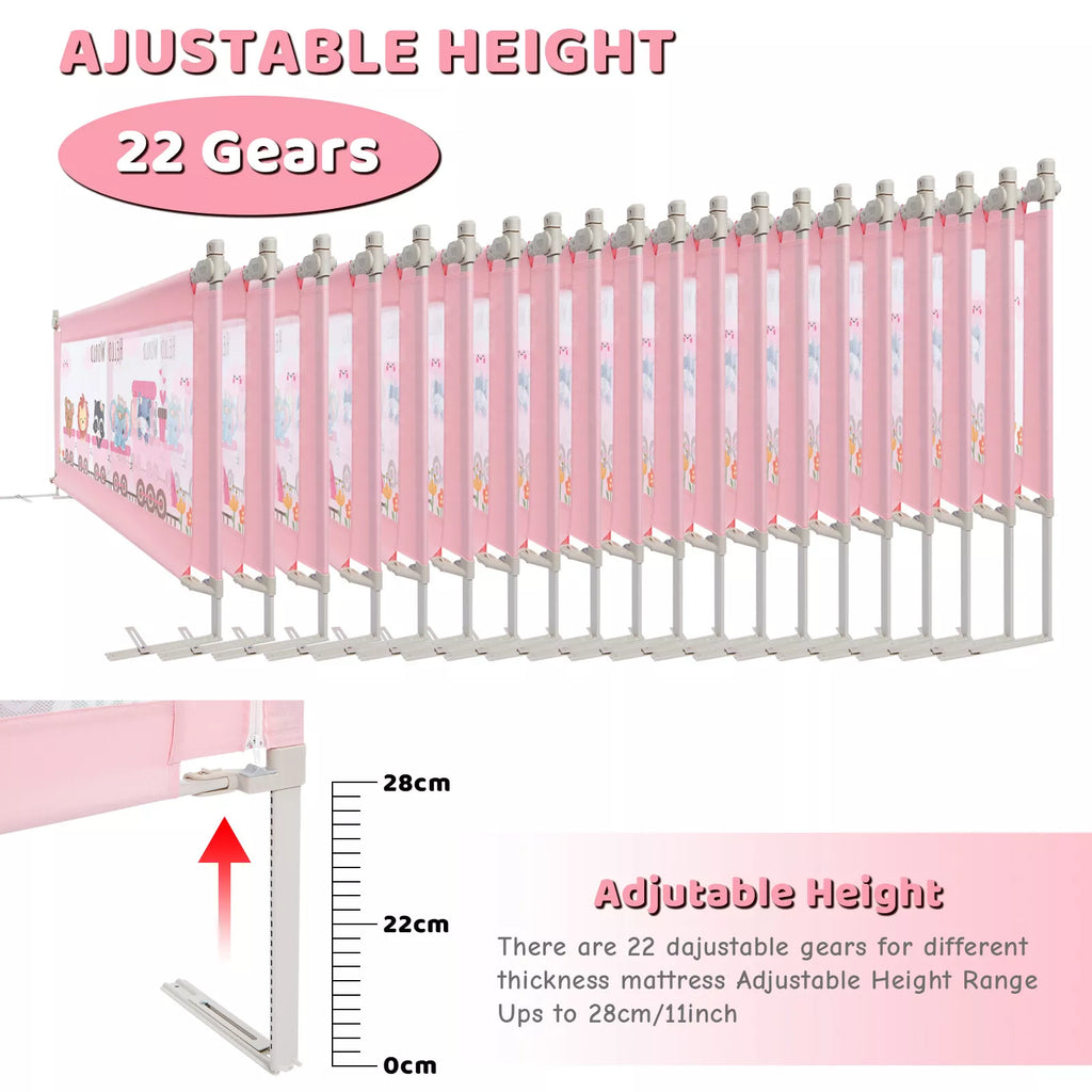 Adjustable 63" Extra Long Toddler Bed Rail Easy Access