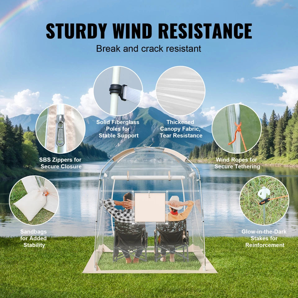 2–4 Person Clear Pop-Up Tent Weatherproof Bubble Outdoor Use