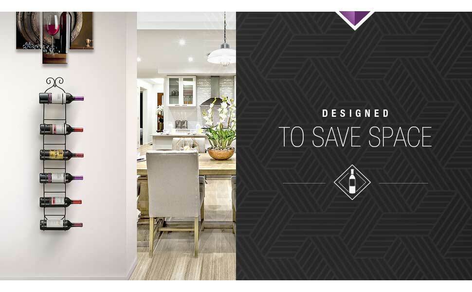 Wall Mount Wine and Towel Rack Holds 6 Bottles or Towels