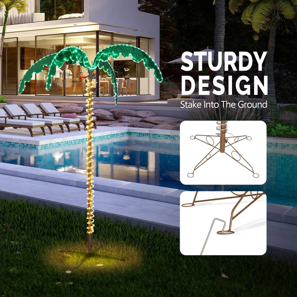 7FT LED Artificial Palm Tree Light for Outdoor Pool, Patio & Bar Decor