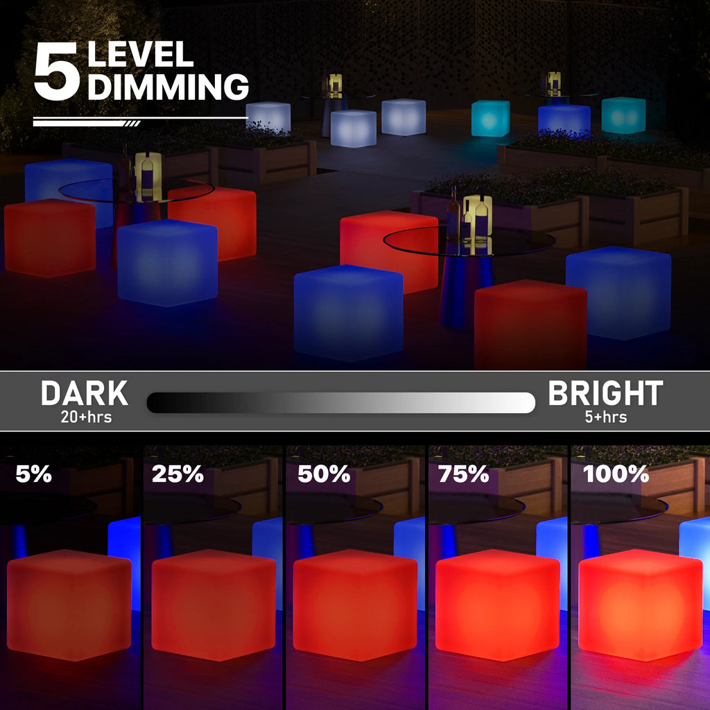 16" LED Cube Bar Stool Chair with Remote Control and 16 RGB Colors