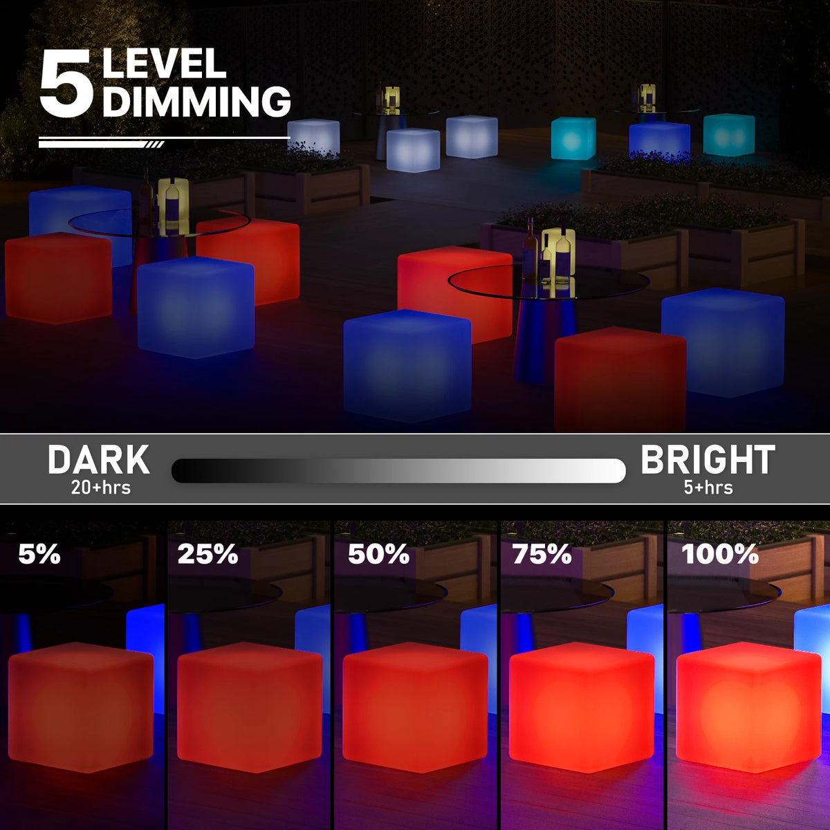 16" LED Cube Bar Stool Chair with Remote Control and 16 RGB Colors