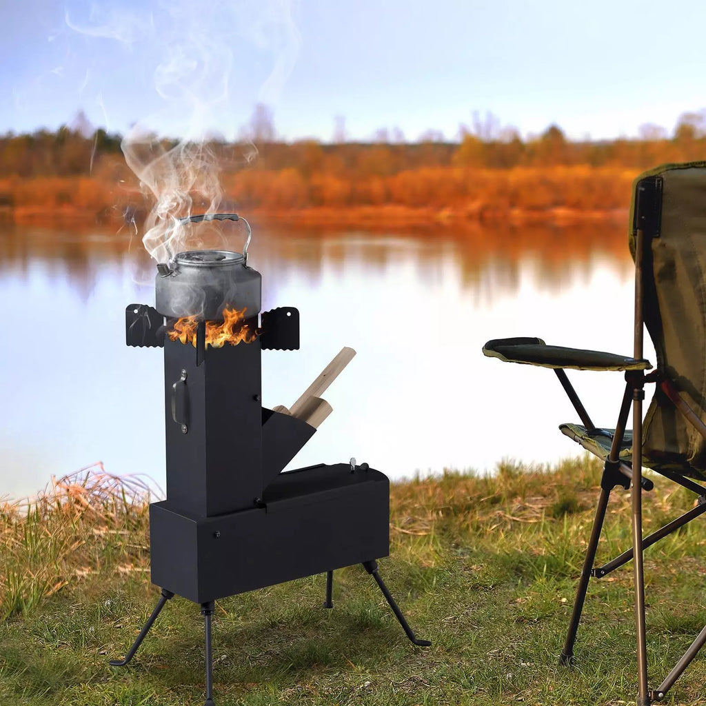 Portable Outdoor Rocket Stove Camping Tent Heating Wood Cooking