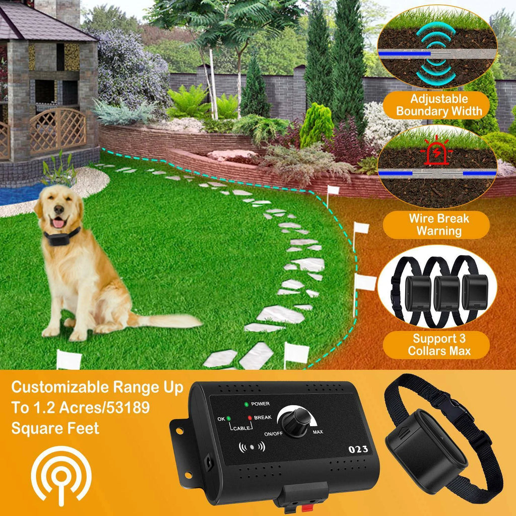 Dual Collar Electric Dog Fence System with 1.2 Acre Range Safe