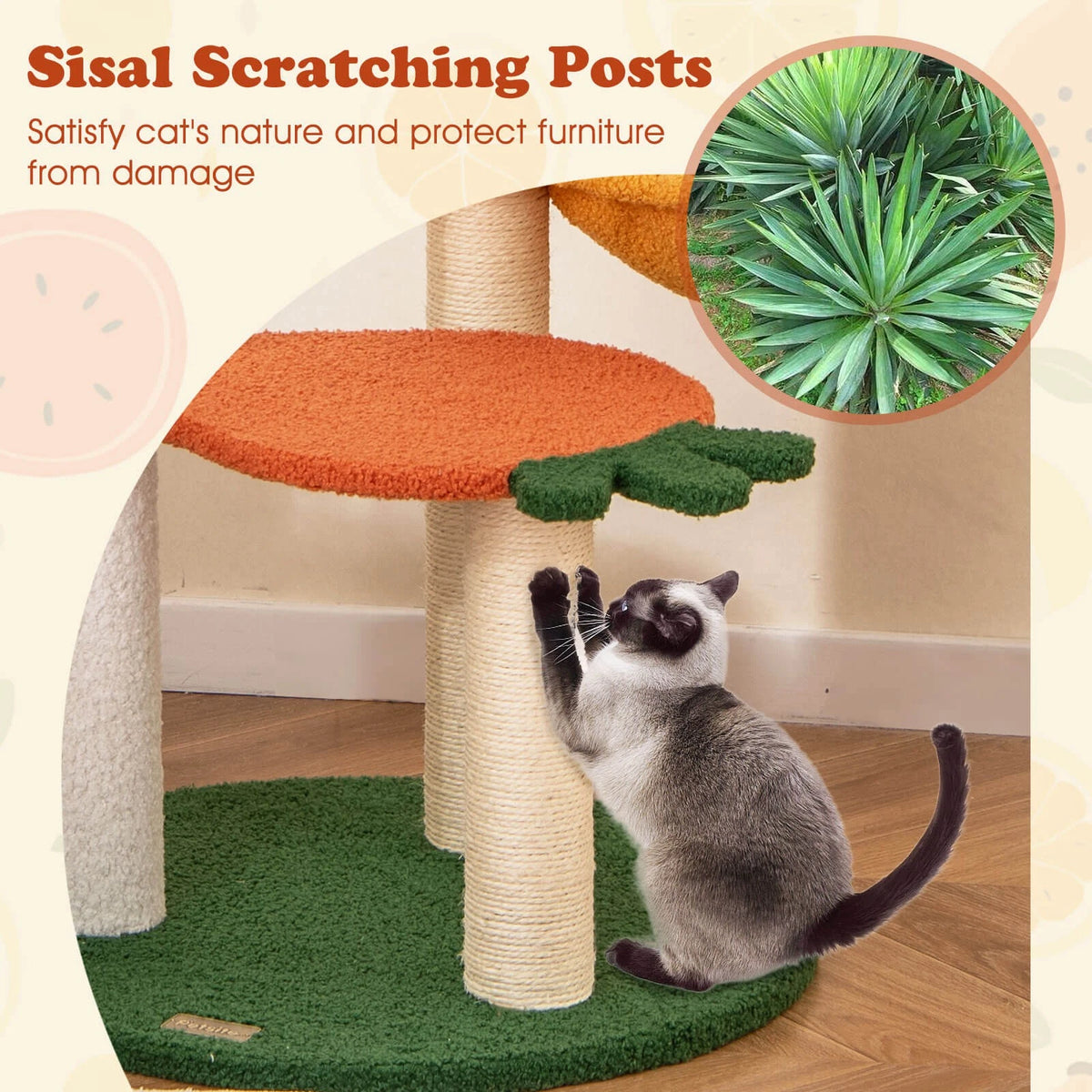 Cat Tree with Hammock, Scratching Posts & Perch Colorful