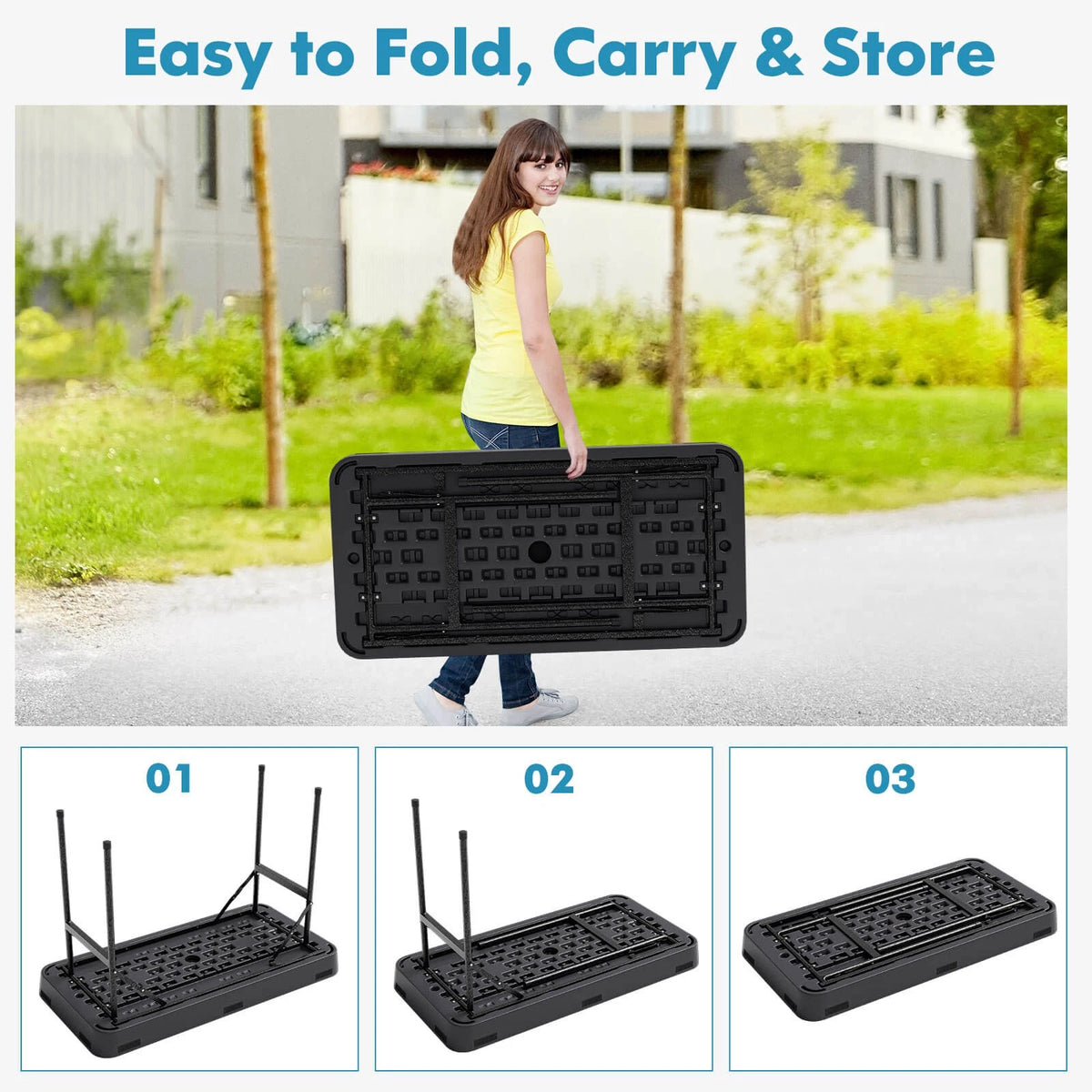 Portable 4FT Ice Cooler Table Party Drink Station with Skirt Black