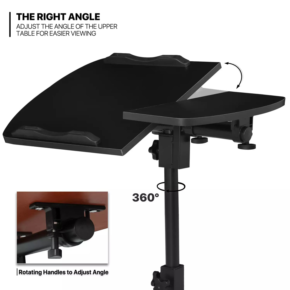 Adjustable Rolling Laptop Desk with Swivel & Height Control