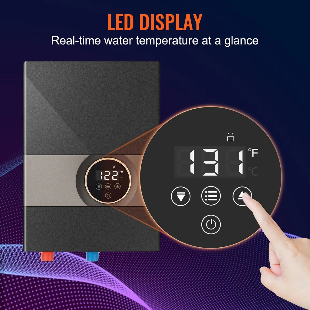 Tankless Electric Water Heater Wall Mounted Instant Hot Water 8KW