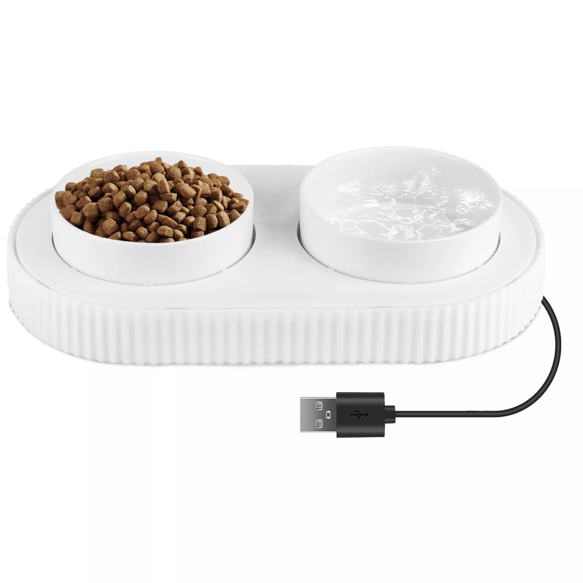 USB Heated Water & Food Bowl for Pets Dual Ceramic 350ML Capacity