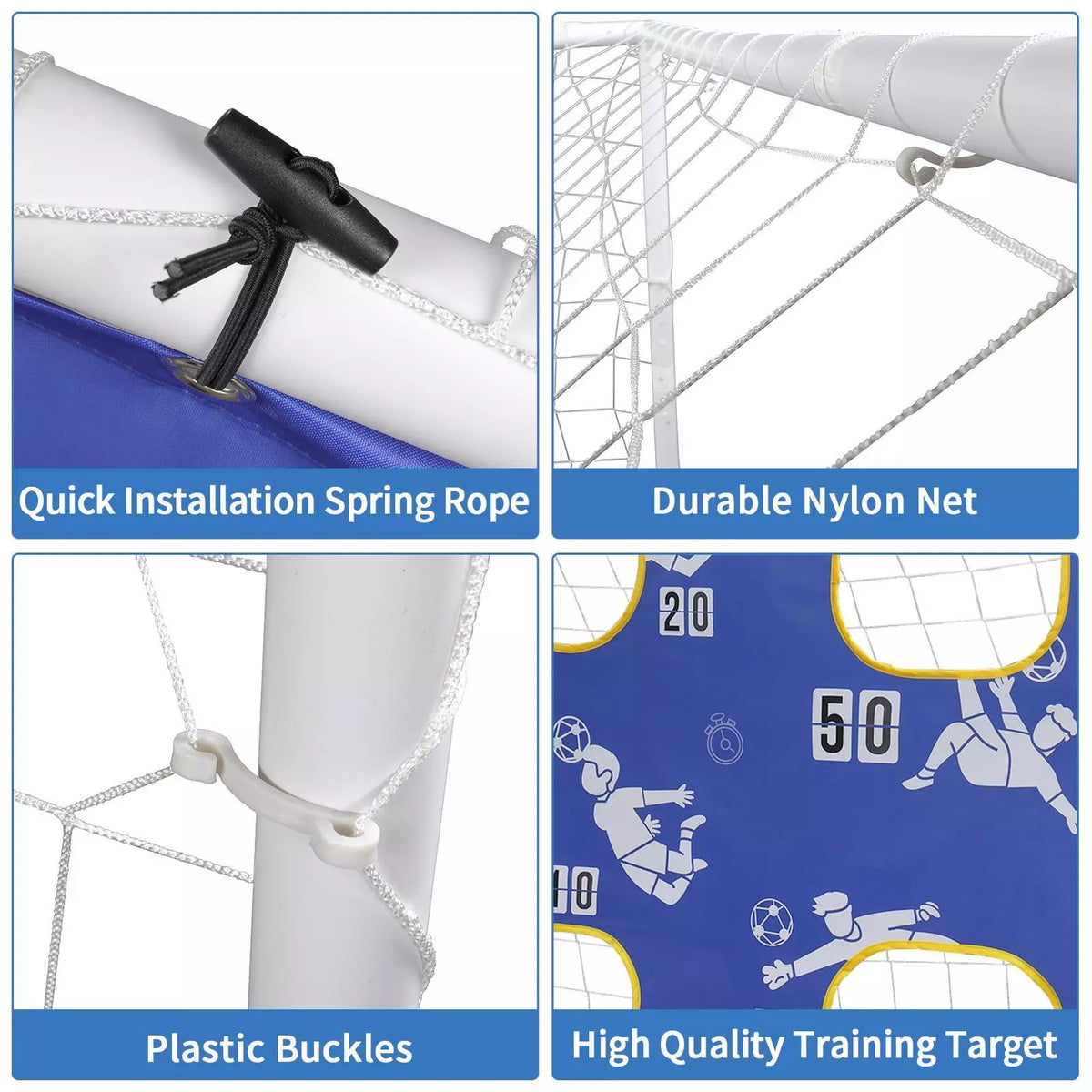 3-in-1 6x4FT Youth Soccer Goal with Ball, Pump & Target Cloth Set