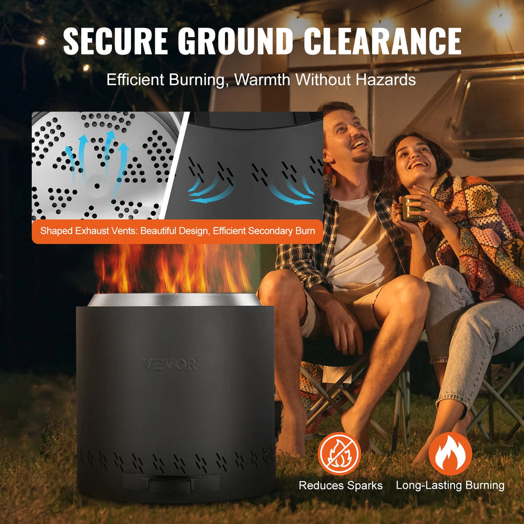 15.8 Inch Smokeless Fire Pit Stainless Steel Wood Burning Outdoor