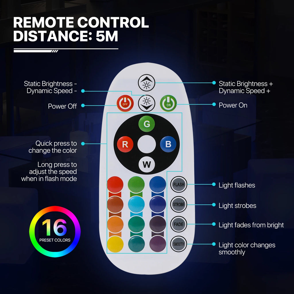 16" LED Cube Bar Stool Chair with Remote Control and 16 RGB Colors