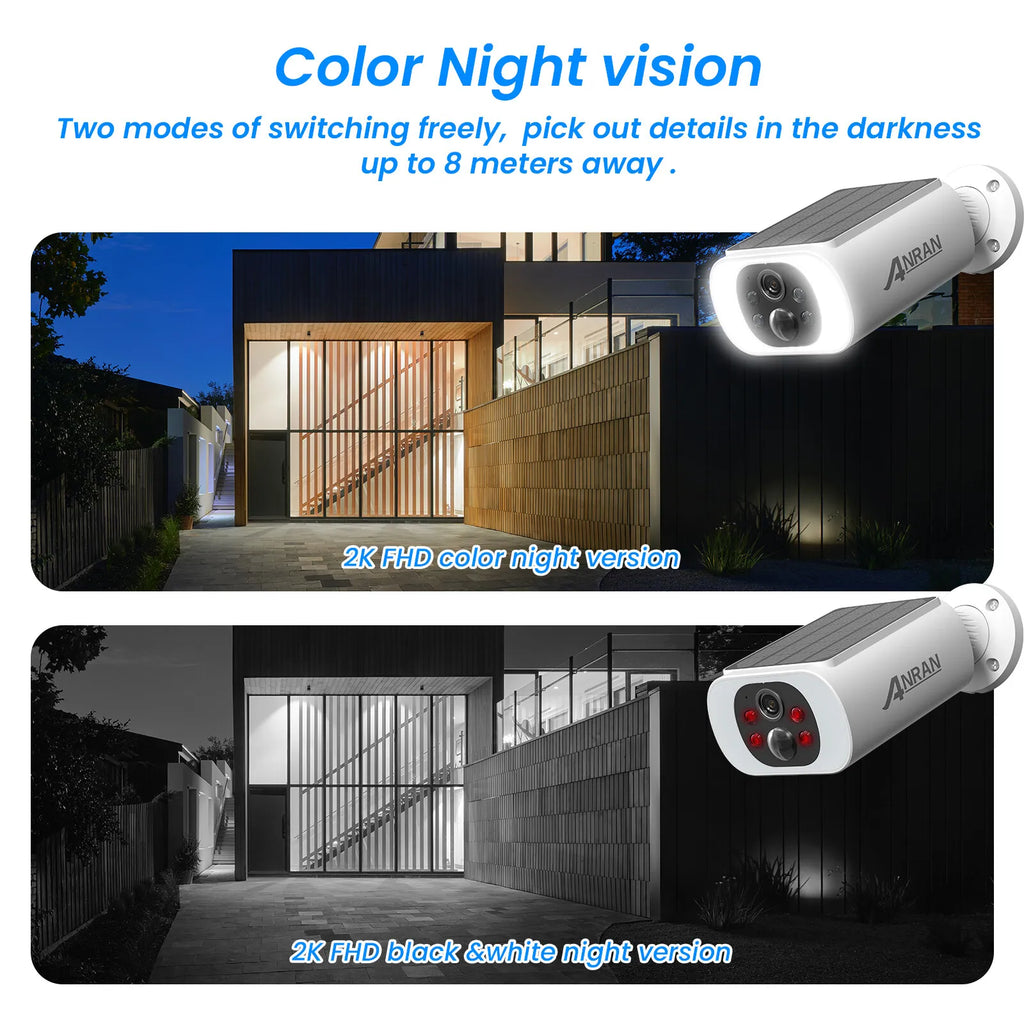 Solar-Powered Wireless Security Camera 3MP Outdoor Night Vision