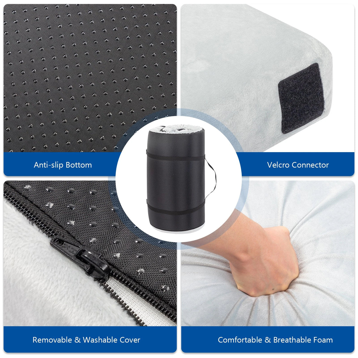 75in Memory Foam Camping Pad with Roll Up Design and Carrying Bag