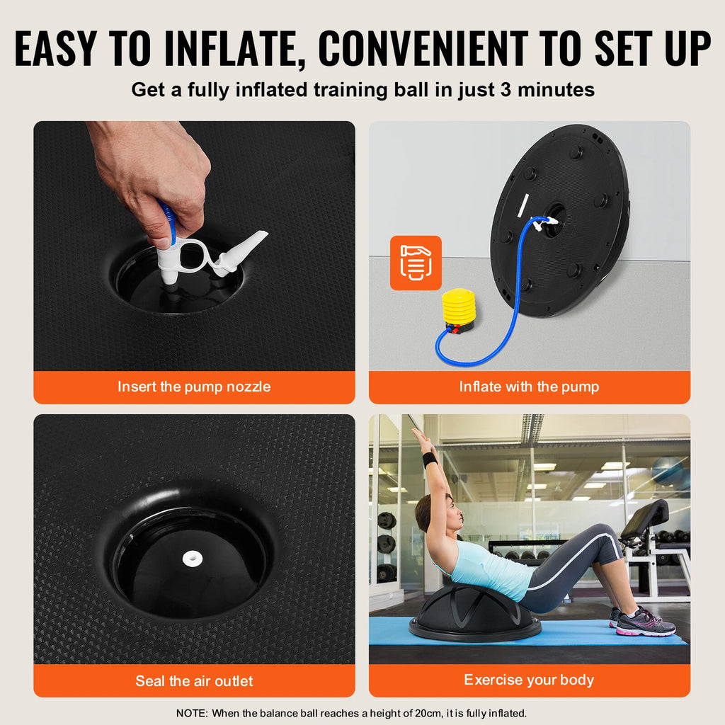 Half Balance Trainer Ball with Resistance Bands for Strength & Core