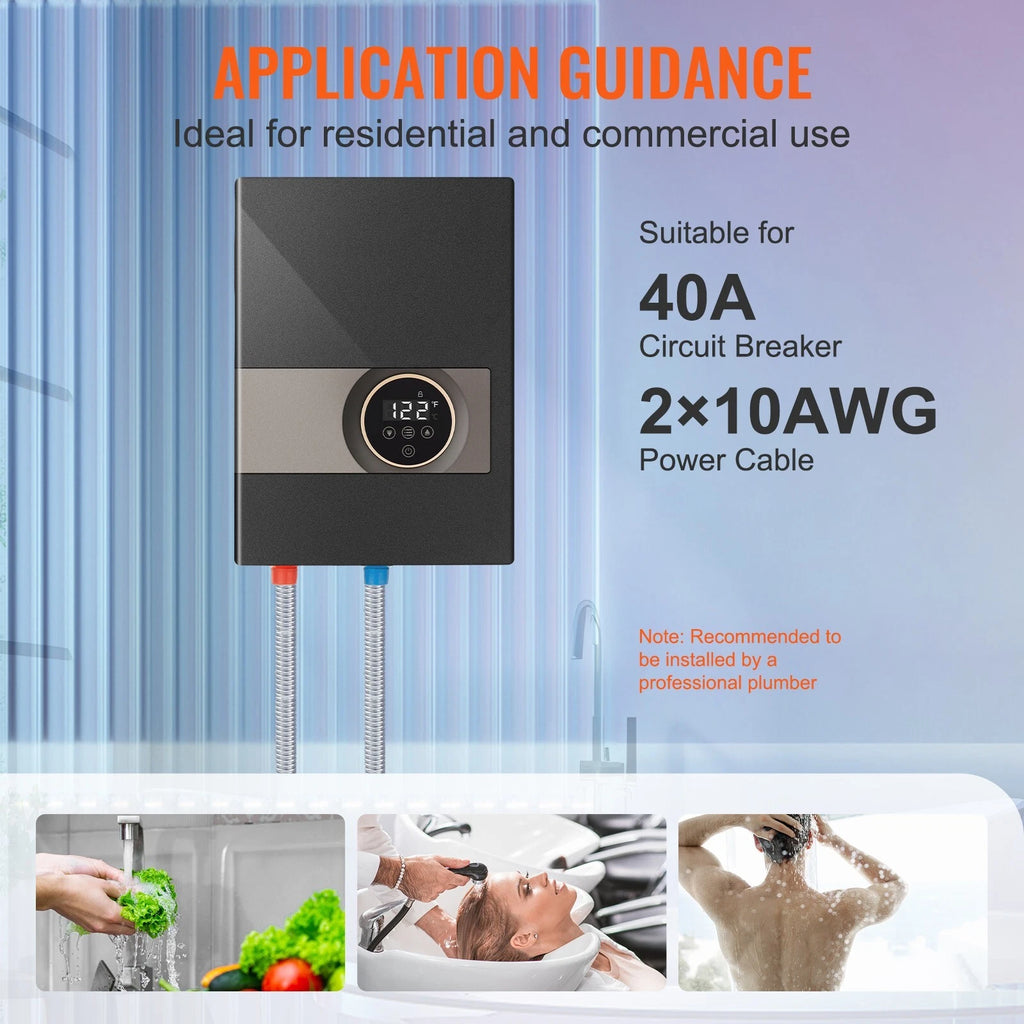 Tankless Electric Water Heater Wall Mounted Instant Hot Water 8KW