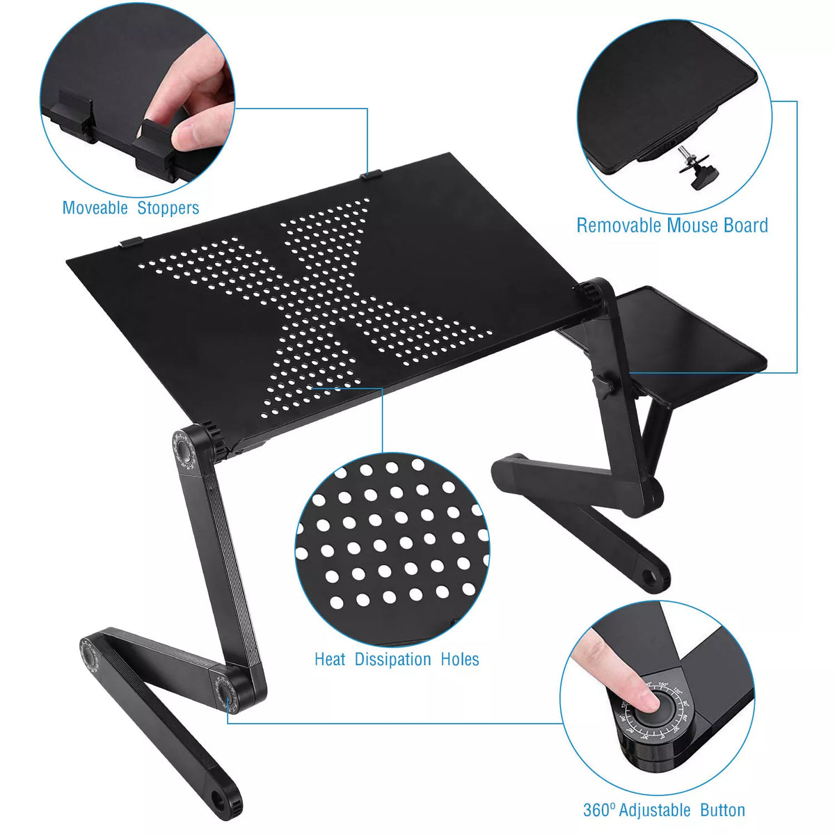 Adjustable Foldable Laptop Table Stand 360° Desk