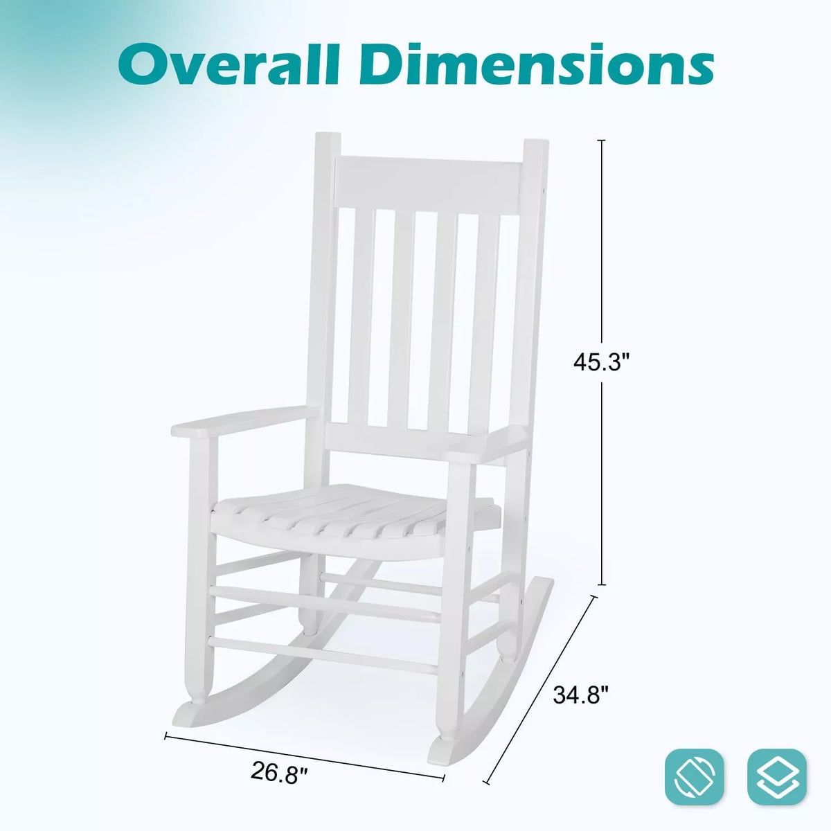 High Back Wooden Patio Rocking Chair Porch and Garden