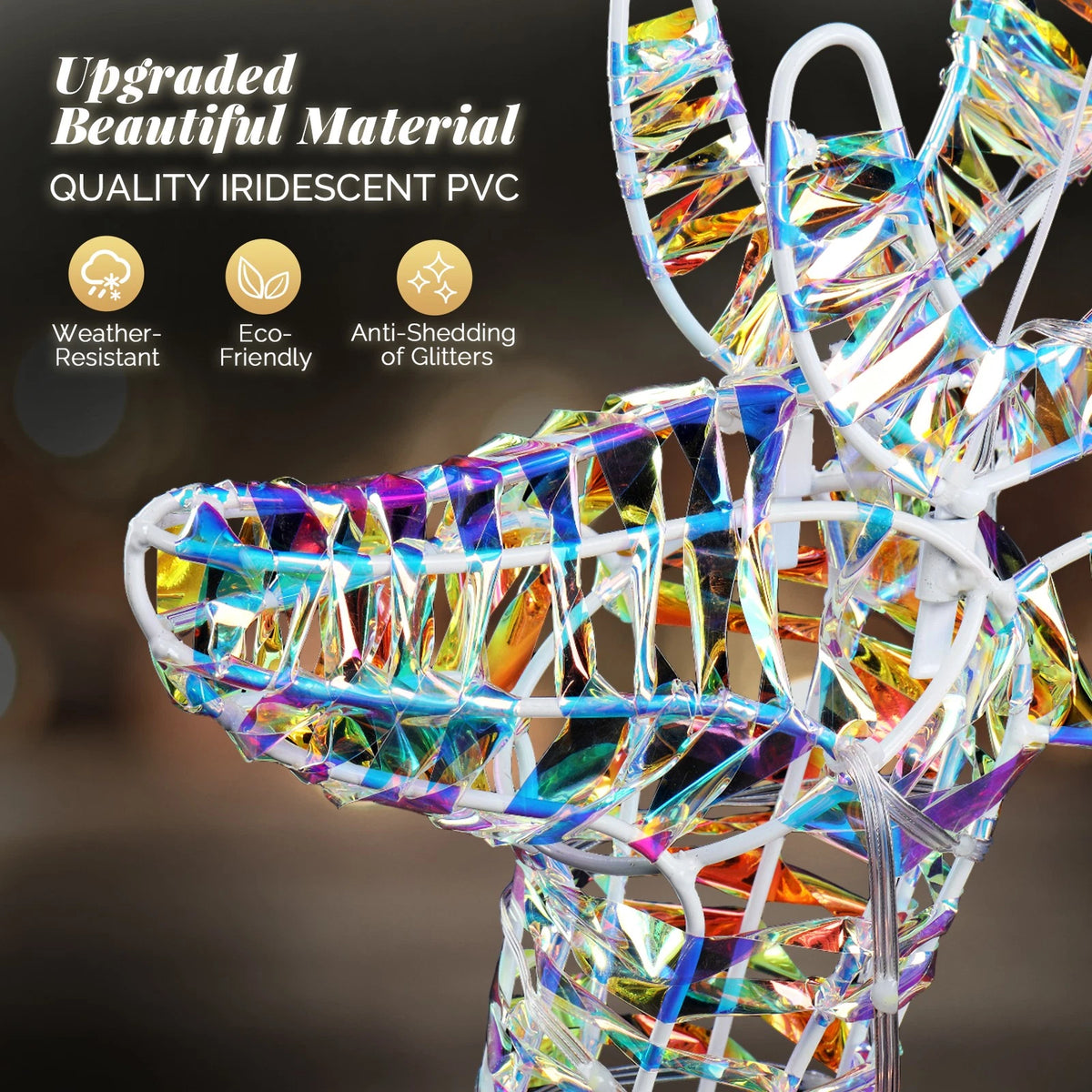 Lighted Iridescent 3-Piece Reindeer Family Set for Indoor Outdoor Christmas