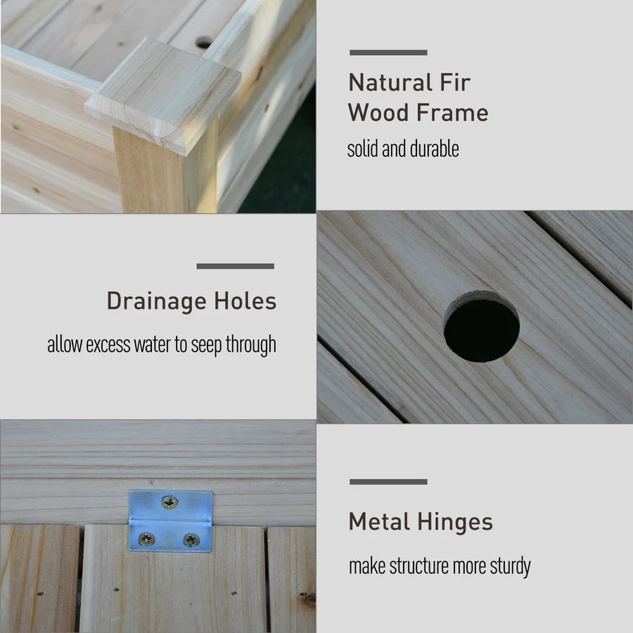 2-Tier Wooden Raised Garden Bed Planter Box with Drainage Outdoors