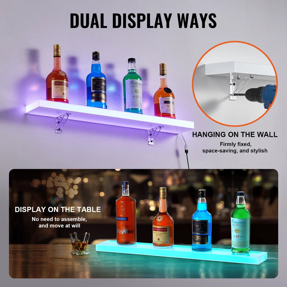 30" LED Liquor Bottle Display Shelf with Remote & App Color Control