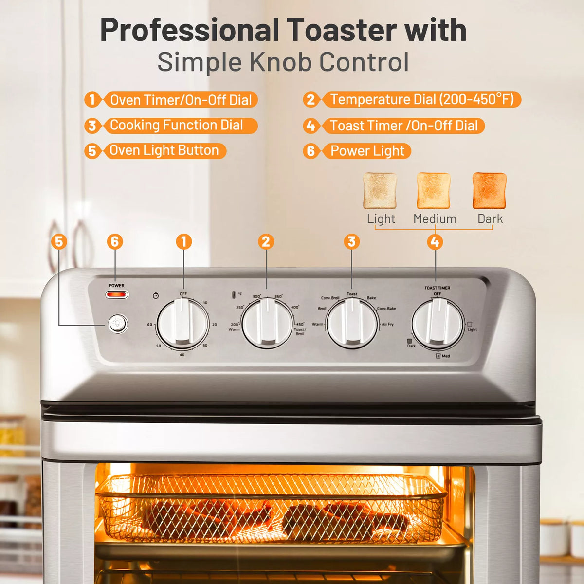 1.5QT Air Fryer Toaster Oven with 7 Modes Convection