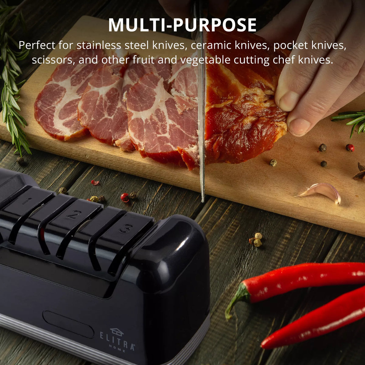 Electric Kitchen Knife Sharpener 3-Stage Blade Scissor Sharpening