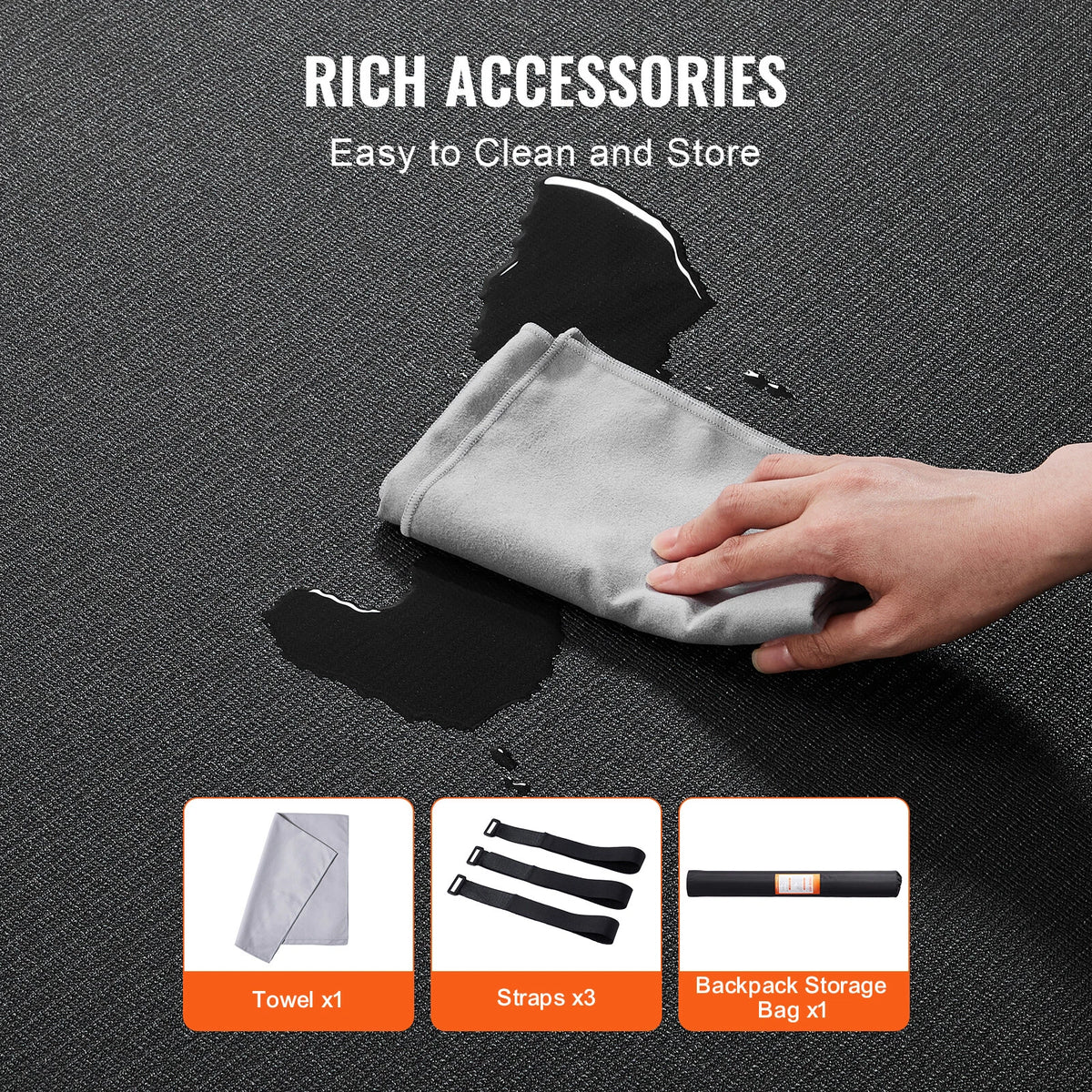 6x4ft Non-Slip Workout Mat with Storage Bag, Towel, and Straps